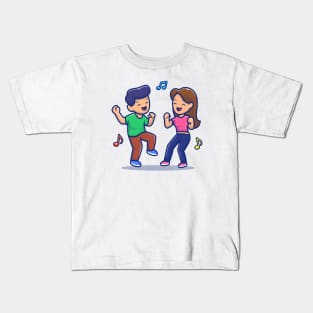 Couple Man And Woman Dancing With Music Kids T-Shirt